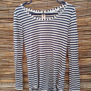 Collection by Jackpot Striped Long Sleeve Top Lightweight Navy/Off Wh. - XS